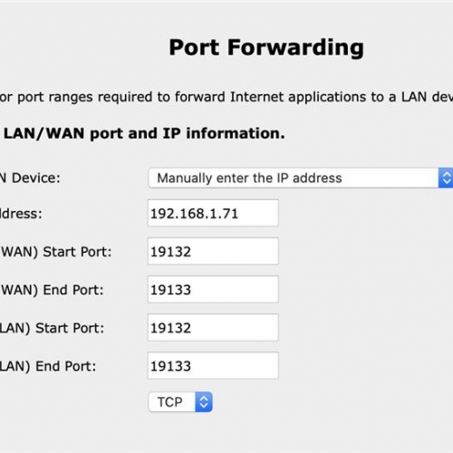 Enabling port forwarding over TCP