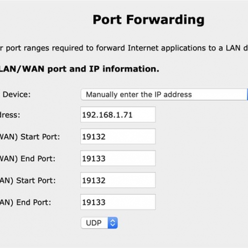 Enabling port forwarding over UDP